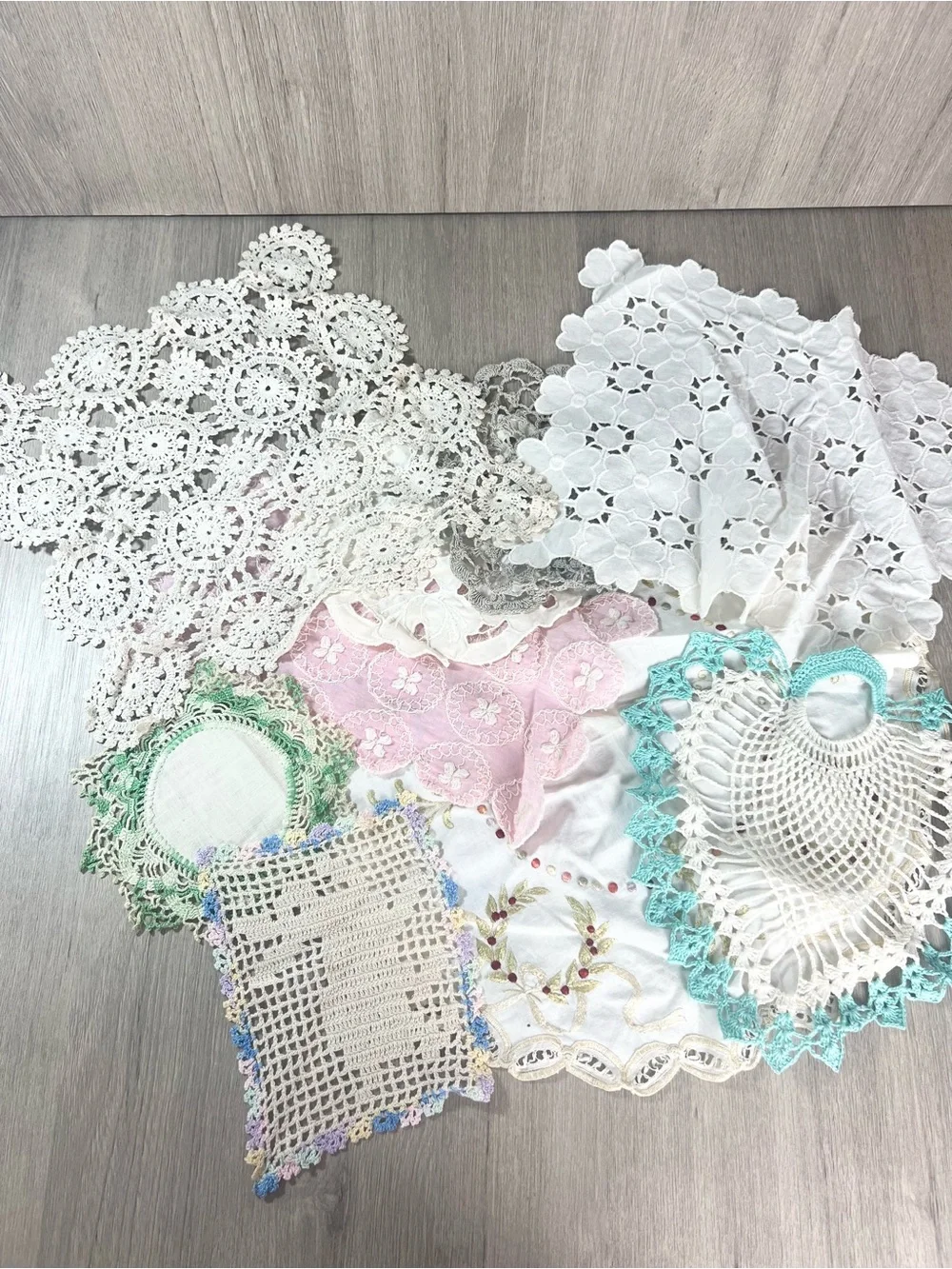 Lot of Vintage Doilies lace crochet embroidered stitched